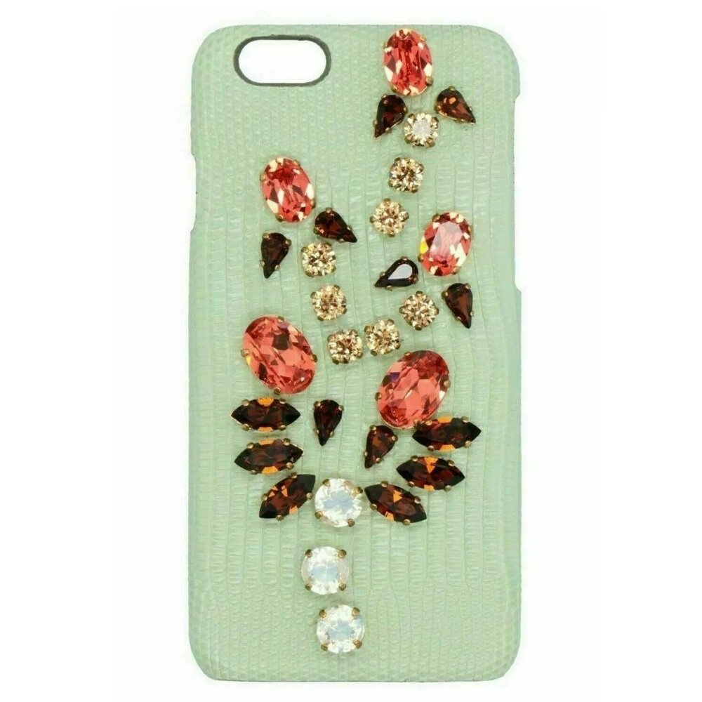 DOLCE & GABBANA PHONE CASE iPHONE COVER CRYSTAL EMBELLISHED LEATHER